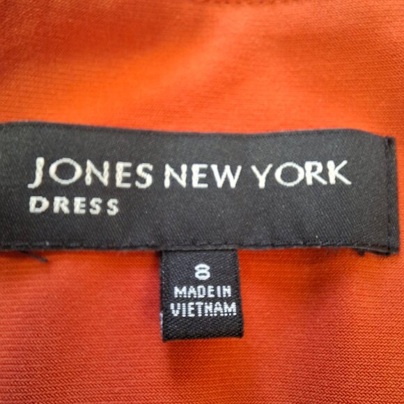 Jones New York Red Wrap Midi Dress Size 8 Empire Princess Fit & Flare Stretchy - Picture 12 of 13